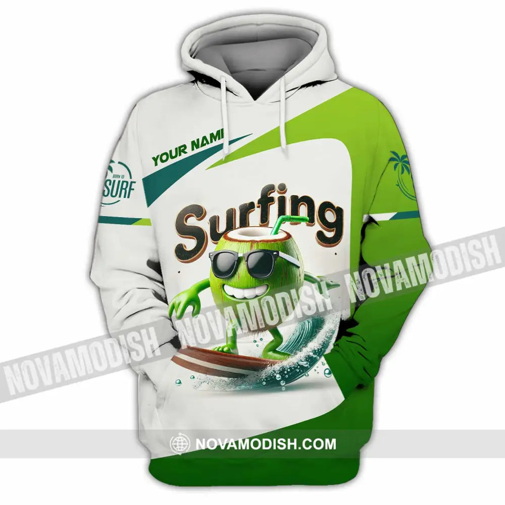 Unisex Shirt Custom Name Surfing Love Hoodie Polo Long Sleeve / S T-Shirt