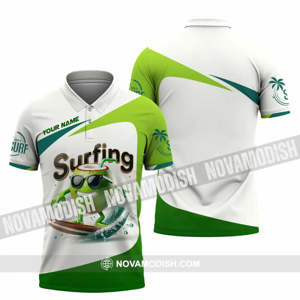 Unisex Shirt Custom Name Surfing Love Hoodie Polo Long Sleeve / S T-Shirt