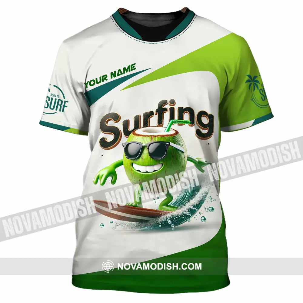 Unisex Shirt Custom Name Surfing Love Hoodie Polo Long Sleeve T-Shirt / S T-Shirt