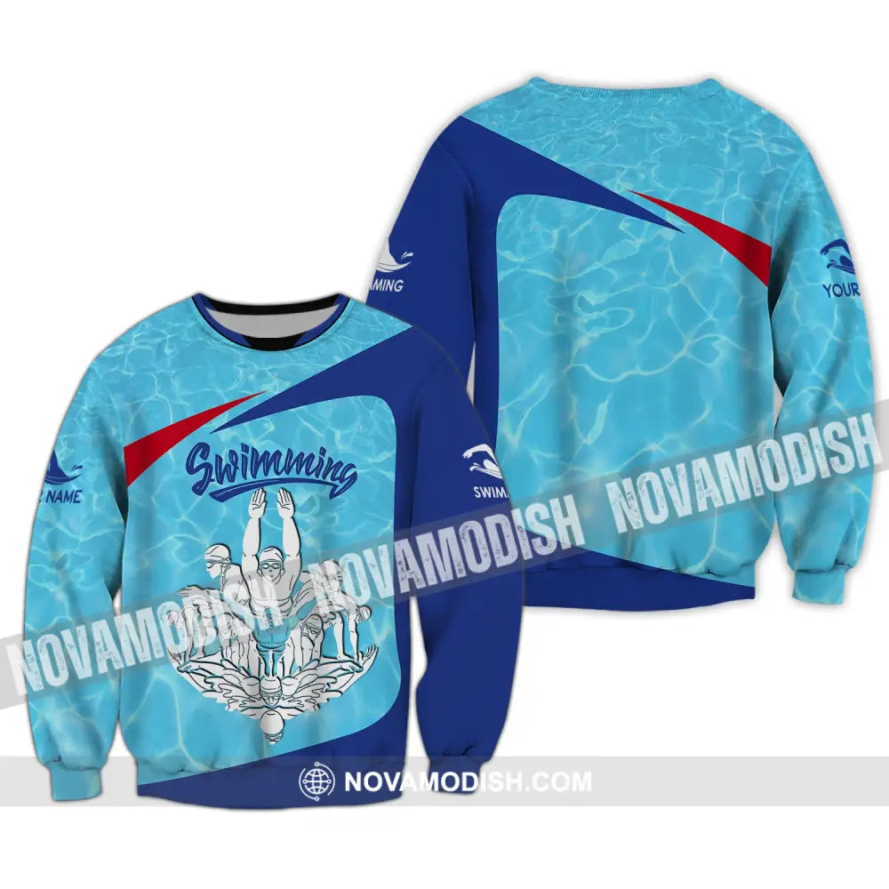 Unisex Shirt Custom Name Swimming Club T-Shirt Gift For Swimmers Long Sleeve / S