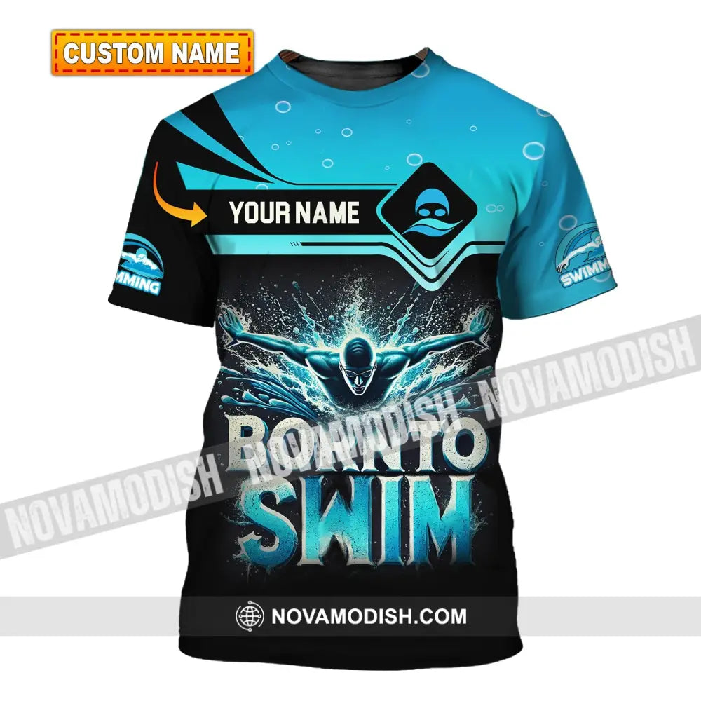 Unisex Shirt Custom Name Swimming T-Shirt For Club Gift Swimmers T-Shirt