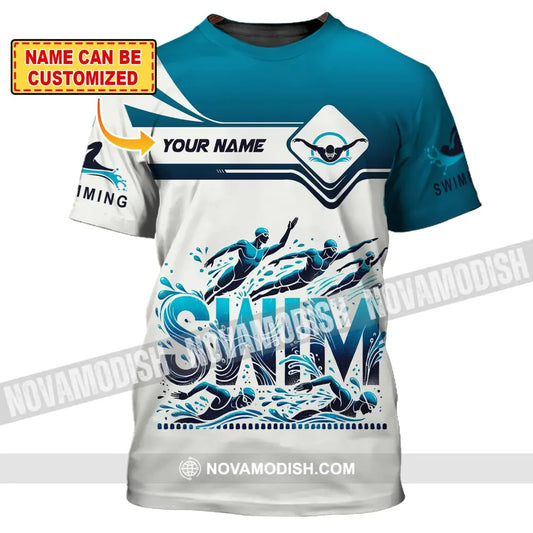 Unisex Shirt Custom Name Swimming T-Shirt For Club Gift Swimmers T-Shirt