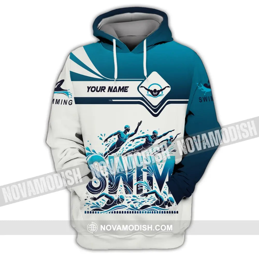 Unisex Shirt Custom Name Swimming T-Shirt For Club Gift Swimmers Hoodie / S T-Shirt