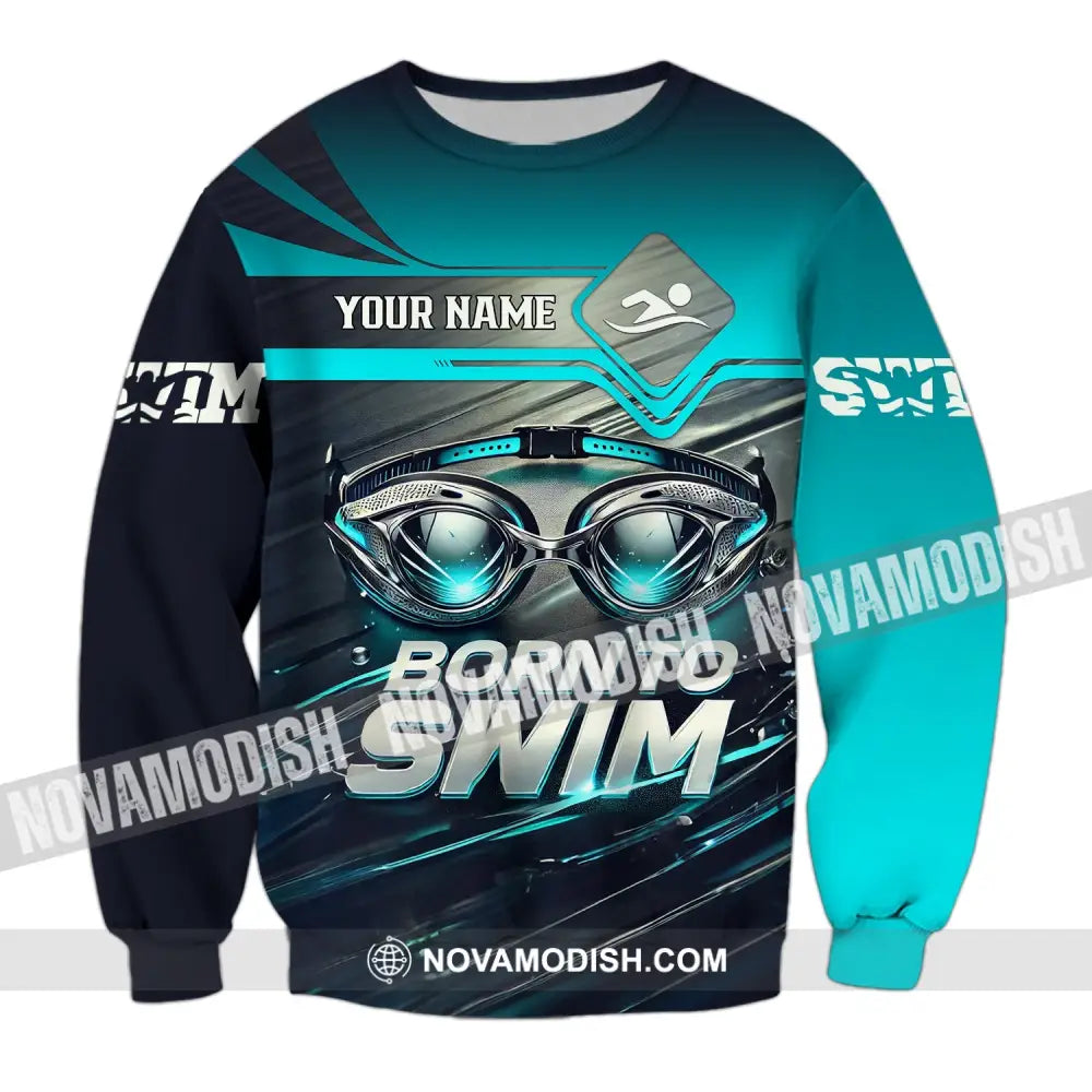 Unisex Shirt Custom Name Swimming T-Shirt For Club Gift Swimmers Long Sleeve / S T-Shirt