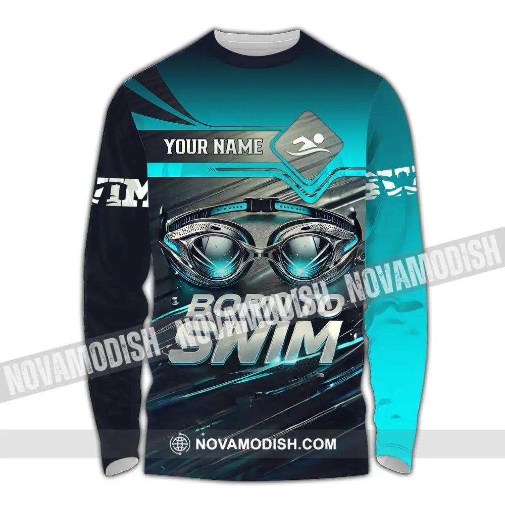 Unisex Shirt Custom Name Swimming T-Shirt For Club Gift Swimmers Long Sleeve / S T-Shirt