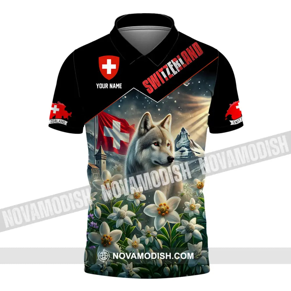 Unisex Shirt Custom Name Switzerland Polo Long Sleeve Gift / S T-Shirt