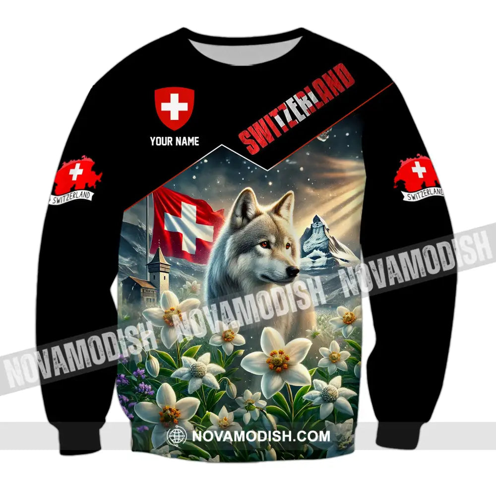 Unisex Shirt Custom Name Switzerland Polo Long Sleeve Gift / S T-Shirt