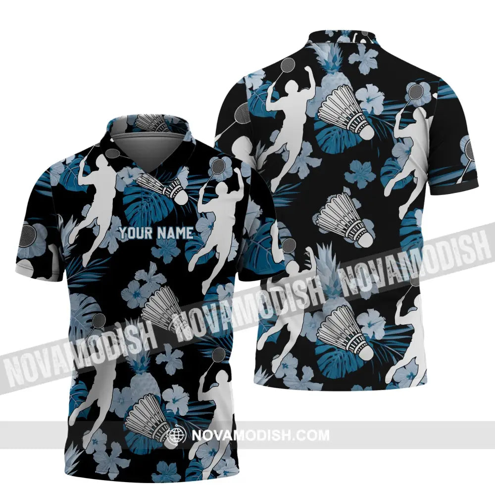 Unisex Shirt - Custom Name T-Shirt - Badminton Tropical Design Clothing Polo Shirt / S T-shirt