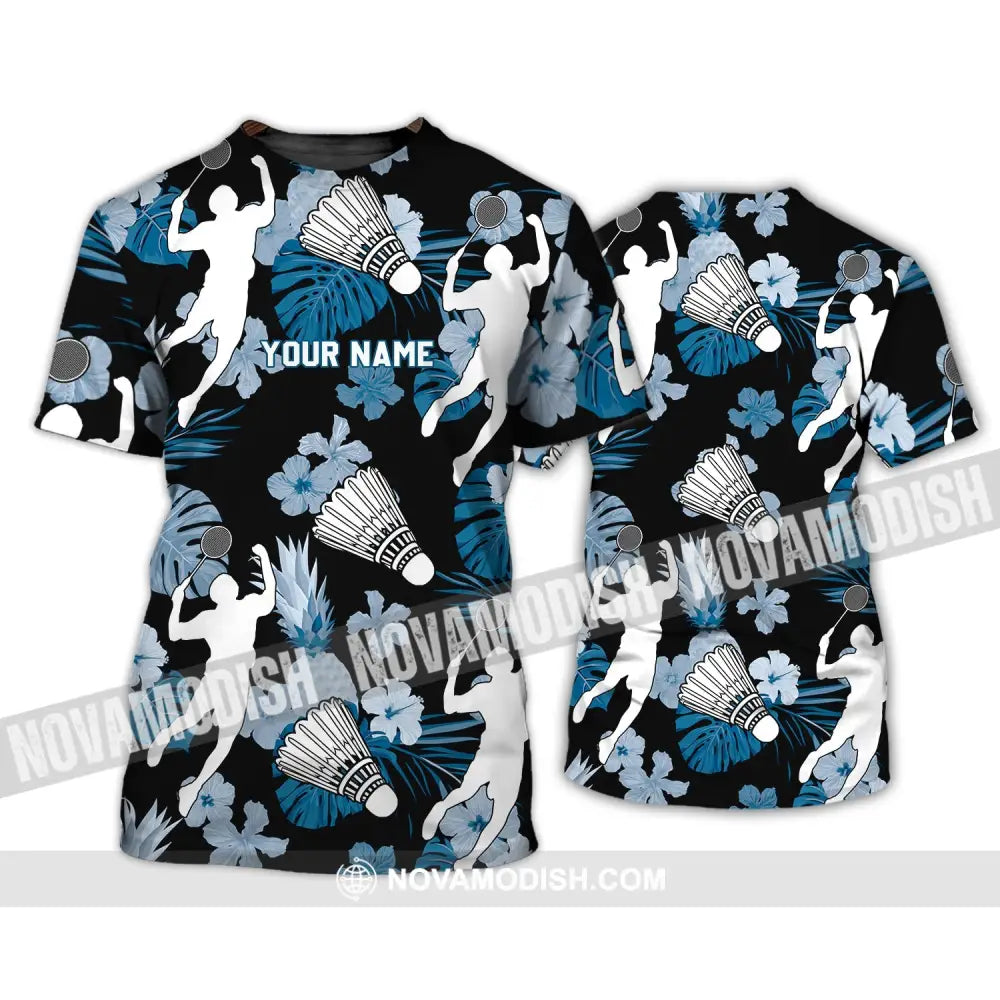 Unisex Shirt - Custom Name T-Shirt - Badminton Tropical Design Clothing T-Shirt / S T-shirt