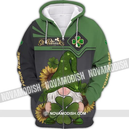 Unisex Shirt - Custom Name T-Shirt - Clover Shirt - Happy Saint Patrick’s Day Zipper Hoodie / S T-shirt