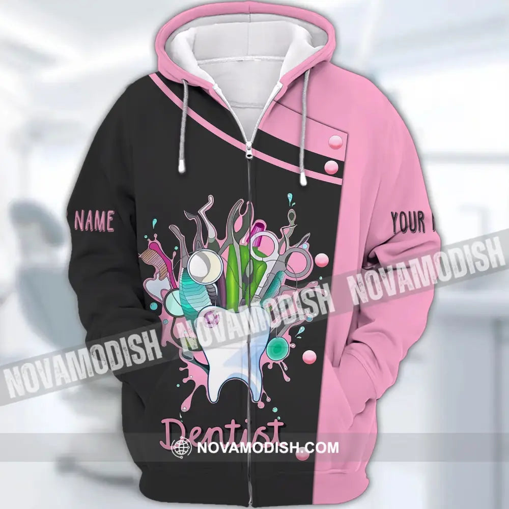 Unisex Shirt - Custom Name T-Shirt Dentist Name Shirt Zipper Hoodie / S T-shirt