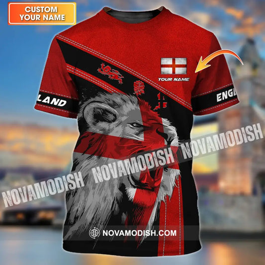 Unisex Shirt - Custom Name T-Shirt England Red Lion And Roses T-shirt