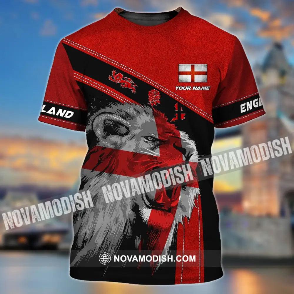 Unisex Shirt - Custom Name T-Shirt England Red Lion And Roses T-Shirt / S T-shirt