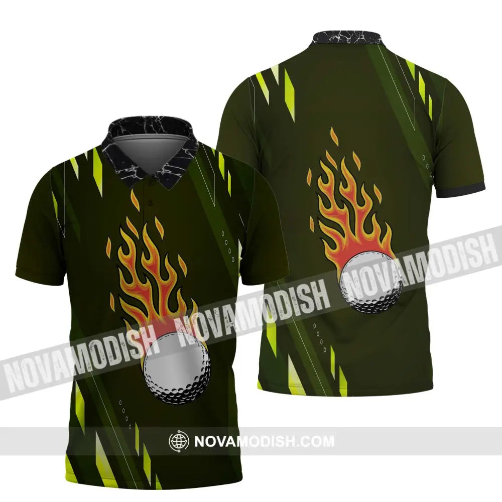 Unisex Shirt - Custom Name T-Shirt Fire Gold Ball Polo Shirt / S T-shirt