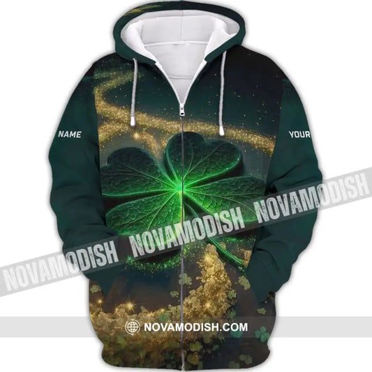 Unisex Shirt - Custom Name T-Shirt - Four-Leaf Clover Shirt Zipper Hoodie / S T-shirt
