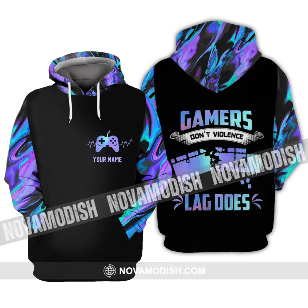 Unisex Shirt - Custom Name T-Shirt Gamers Don’t Violence Lag Does Hoodie / S T-shirt