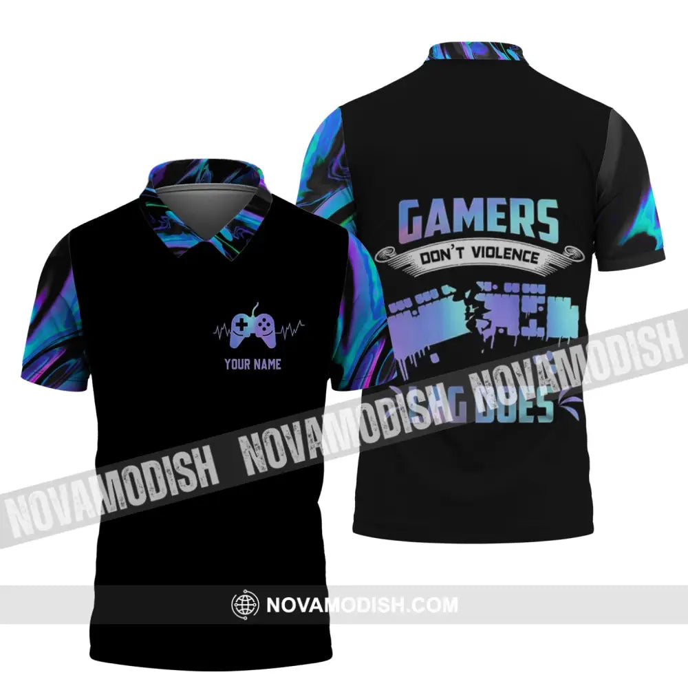 Unisex Shirt - Custom Name T-Shirt Gamers Don’t Violence Lag Does Polo Shirt / S T-shirt
