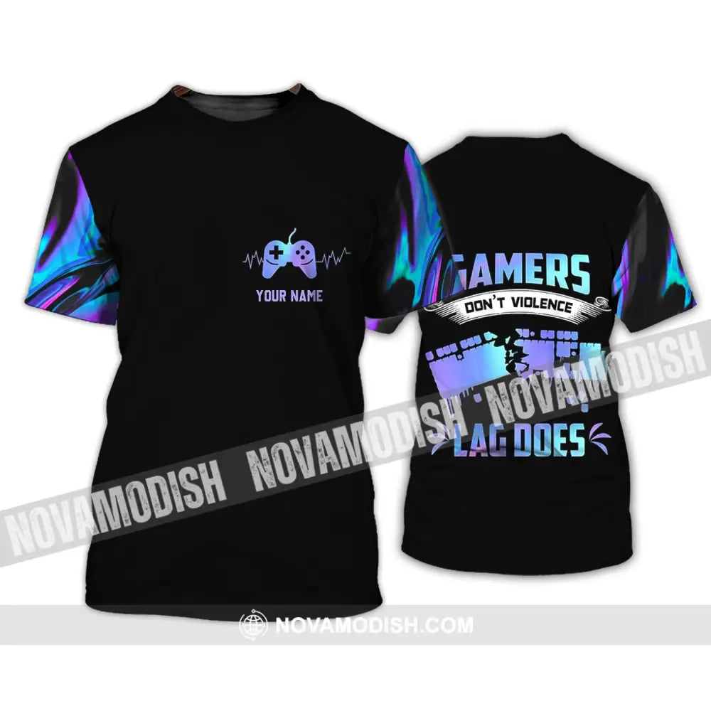 Unisex Shirt - Custom Name T-Shirt Gamers Don’t Violence Lag Does T-Shirt / S T-shirt