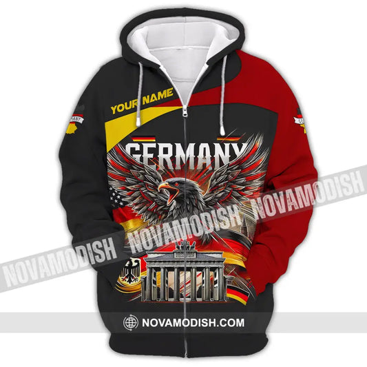 Unisex Shirt Custom Name T-Shirt Germany Love Polo Gift For German Lover Zipper Hoodie / S