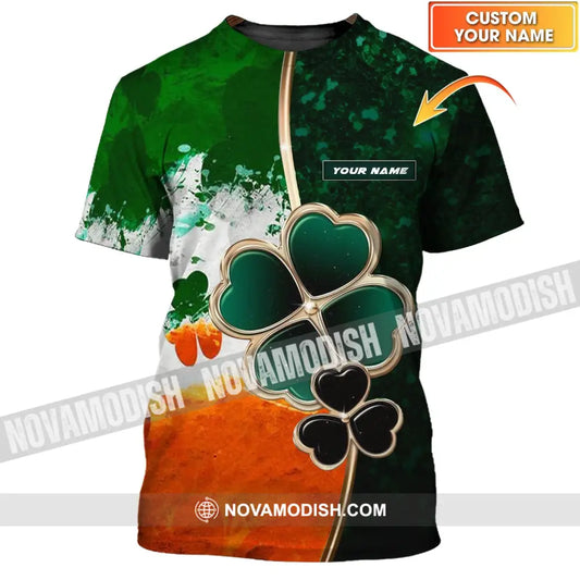 Unisex Shirt - Custom Name T-Shirt - Green And Orange Clover Shirt For Saint Patrick’s Day T-shirt