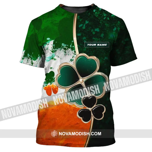 Unisex Shirt - Custom Name T-Shirt - Green And Orange Clover Shirt For Saint Patrick’s Day T-Shirt / S T-shirt