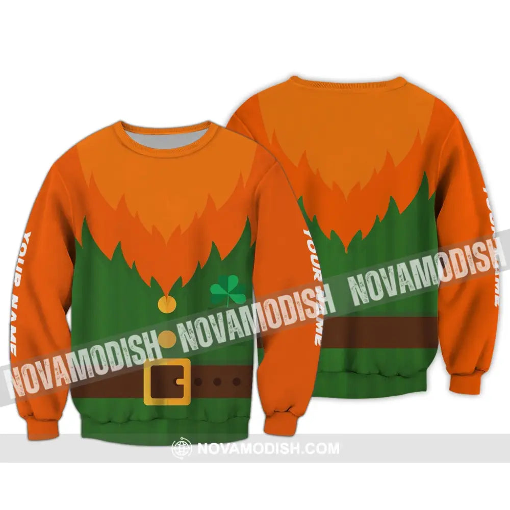 Unisex Shirt - Custom Name T-Shirt - Green And Orange - Patrick’s Day Shirt Long Sleeve / S T-shirt