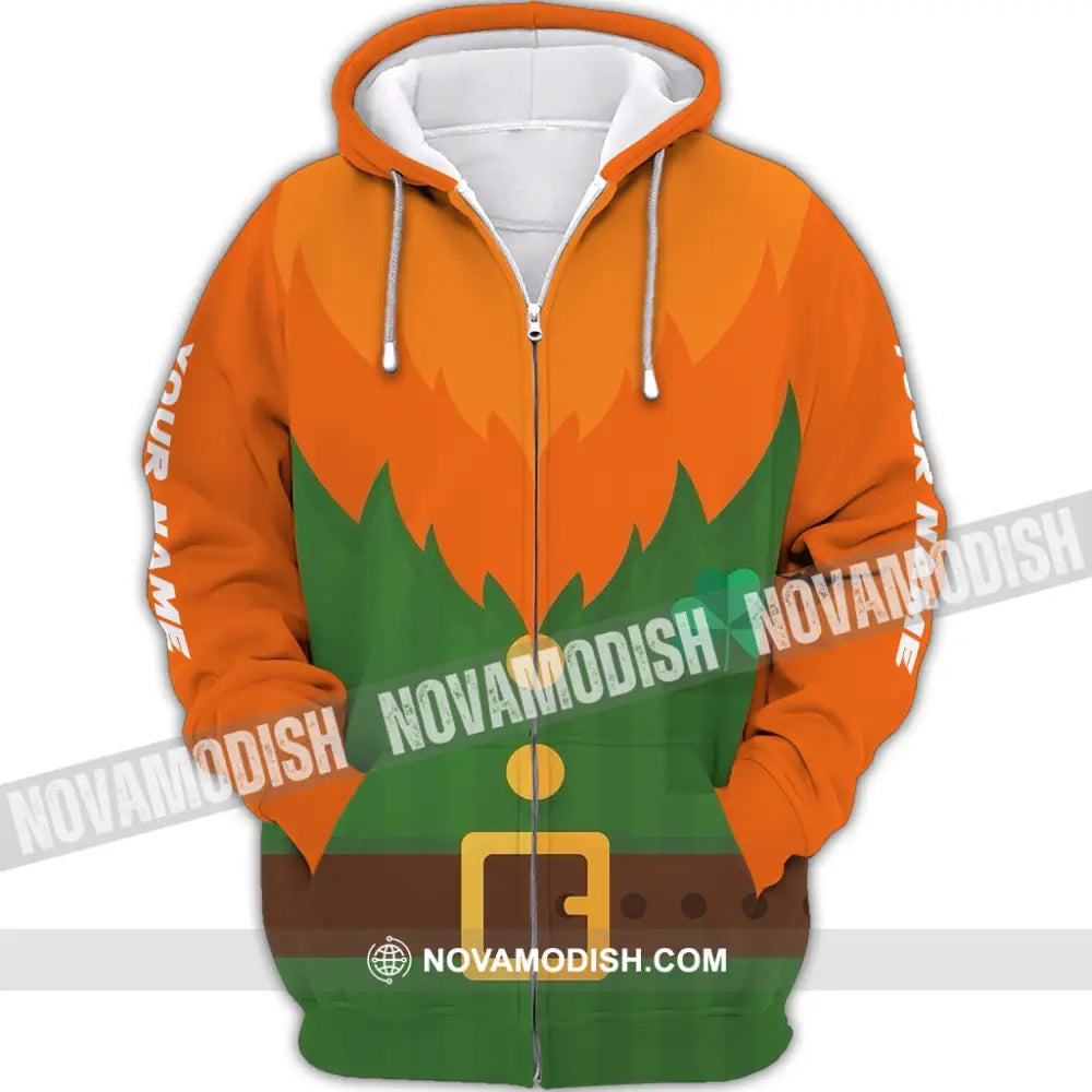 Unisex Shirt - Custom Name T-Shirt - Green And Orange - Patrick’s Day Shirt Zipper Hoodie / S T-shirt