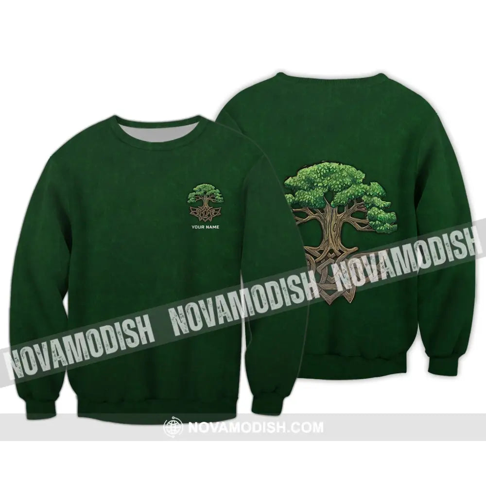 Unisex Shirt - Custom Name T-Shirt - Green Tree Shirt Long Sleeve / S T-shirt
