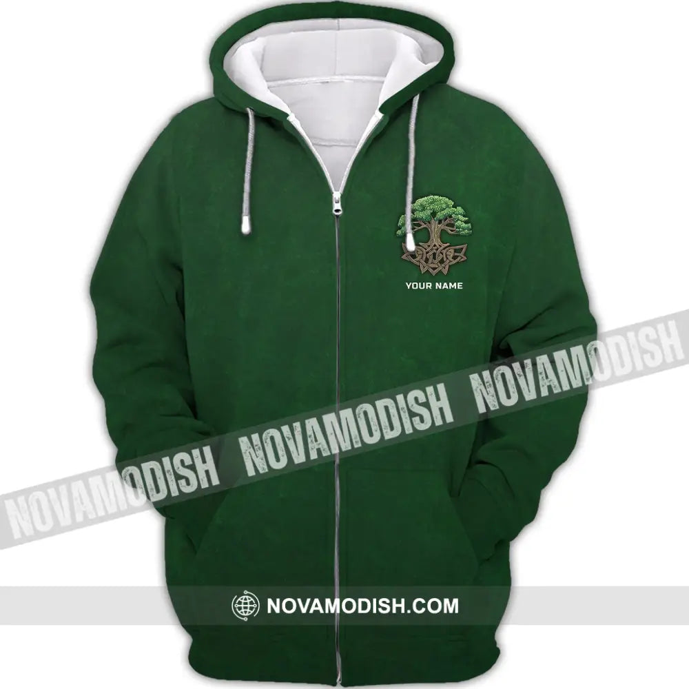 Unisex Shirt - Custom Name T-Shirt - Green Tree Shirt Zipper Hoodie / S T-shirt