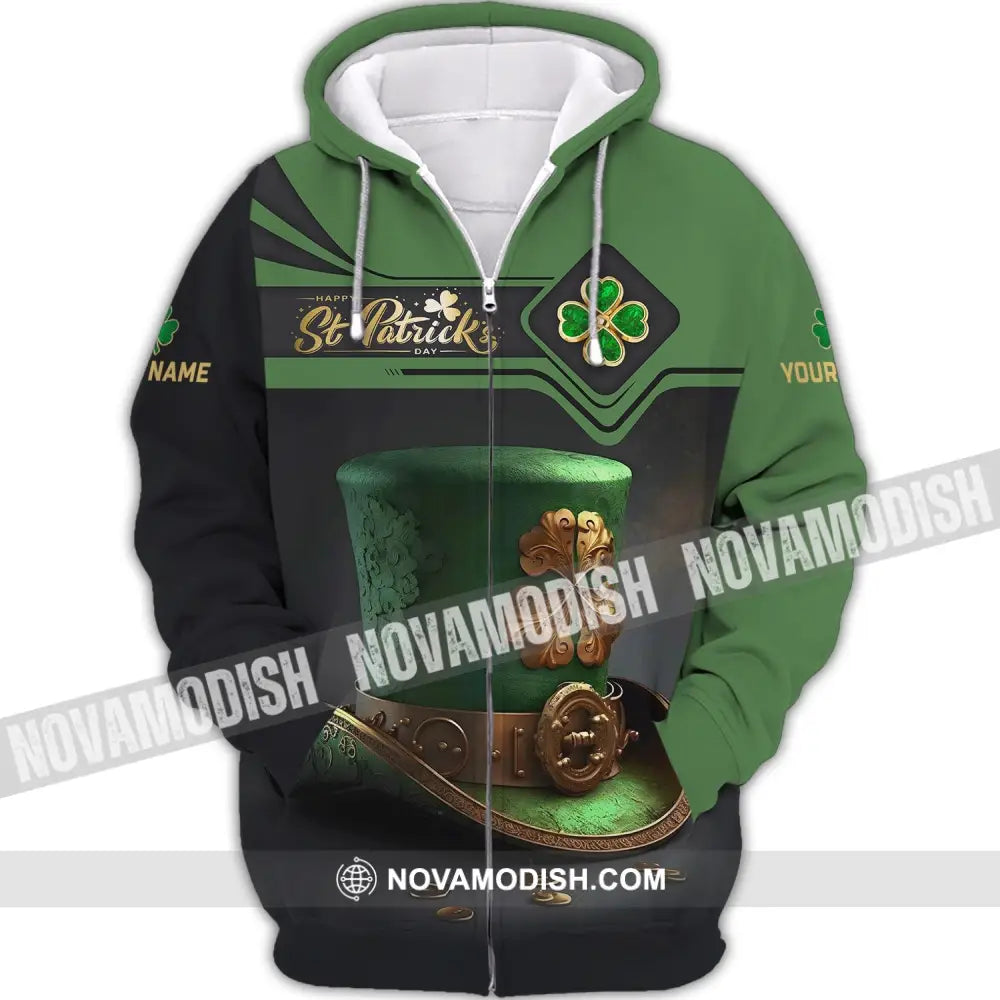 Unisex Shirt - Custom Name T-Shirt - Happy ST. Patrick’s Day Clothing Zipper Hoodie / S T-shirt
