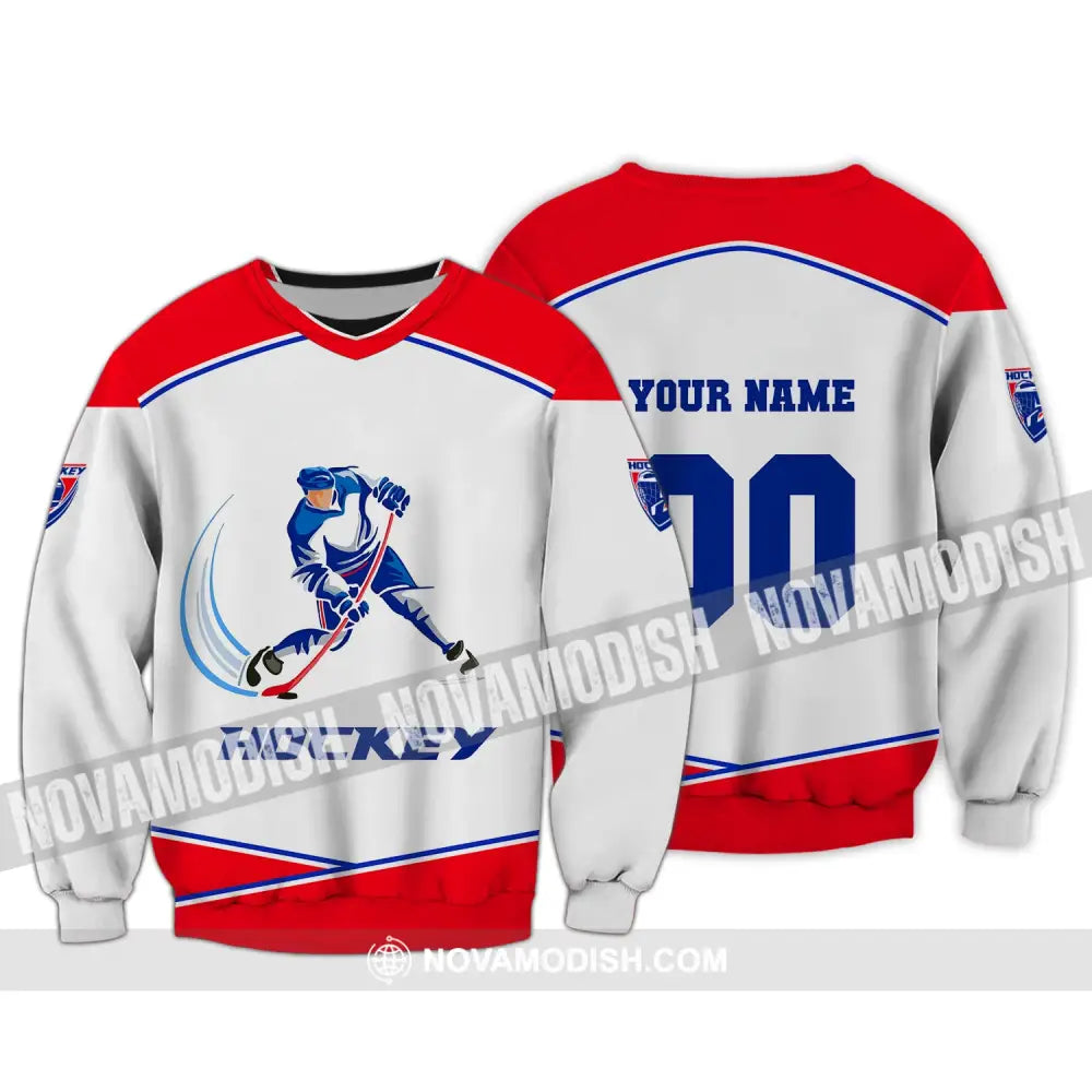 Unisex Shirt Custom Name T-Shirt Hockey Polo Gift For Player Long Sleeve / S