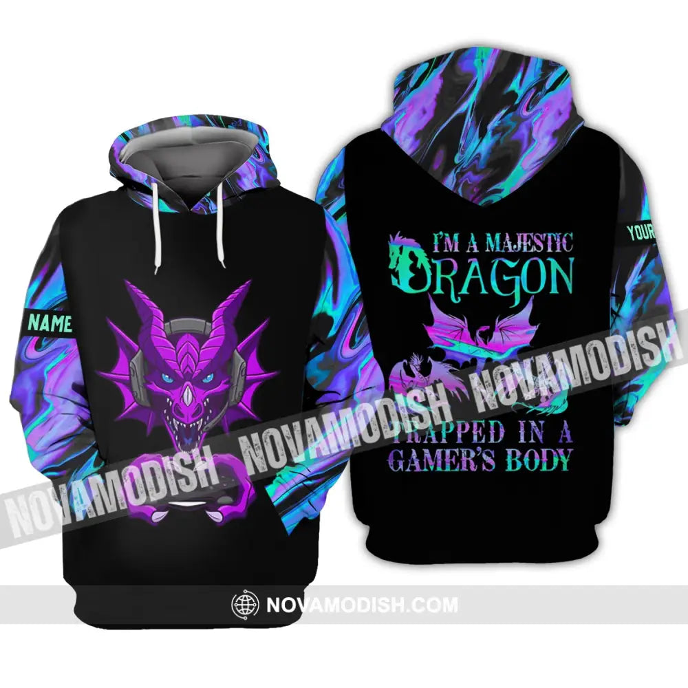Unisex Shirt - Custom Name T-Shirt I Am A Majestic Dragon Hoodie / S T-shirt