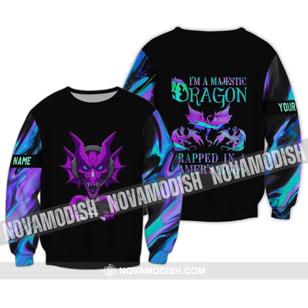 Unisex Shirt - Custom Name T-Shirt I Am A Majestic Dragon Long Sleeve / S T-shirt