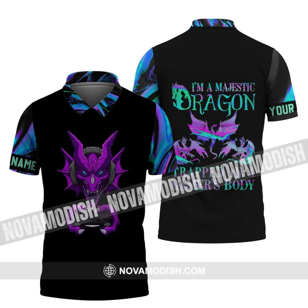 Unisex Shirt - Custom Name T-Shirt I Am A Majestic Dragon Polo Shirt / S T-shirt