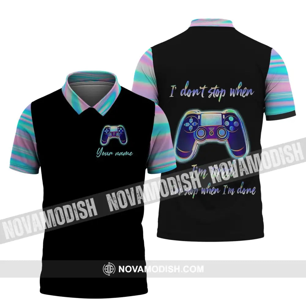 Unisex Shirt - Custom Name T-Shirt I Don’t Stop When I’m Tired I Stop When I’m Done Polo Shirt / S T-shirt