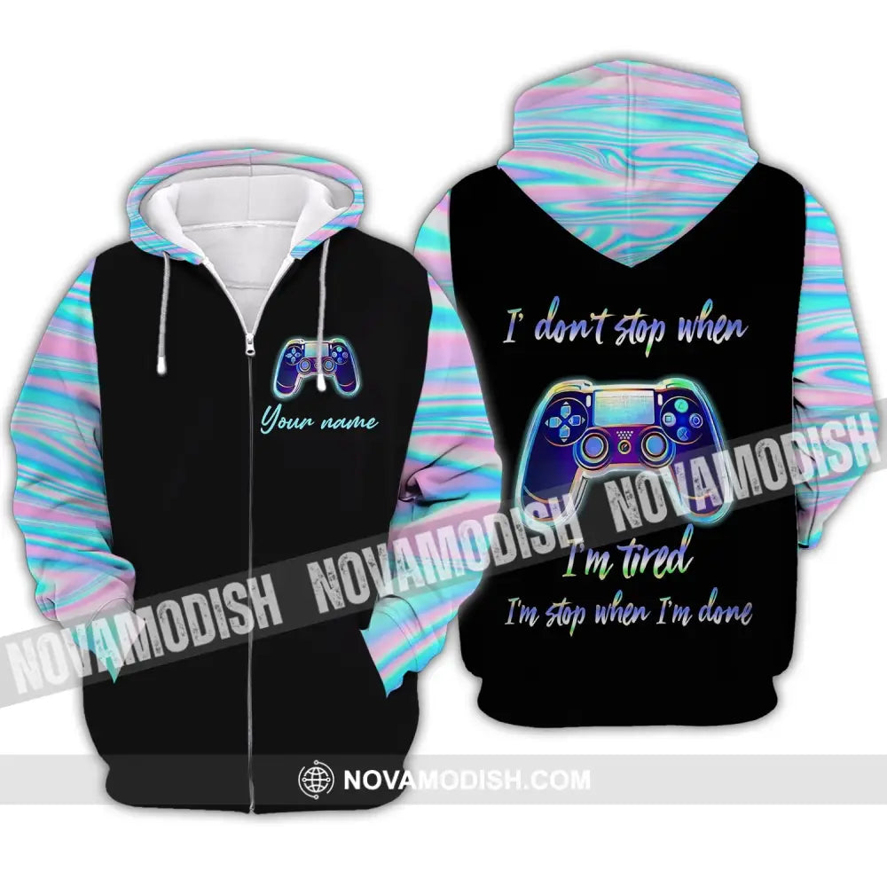 Unisex Shirt - Custom Name T-Shirt I Don’t Stop When I’m Tired I Stop When I’m Done Zipper Hoodie / S T-shirt