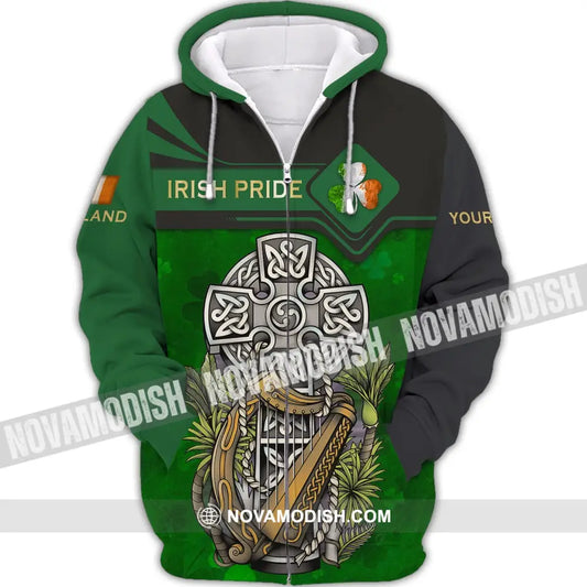 Unisex Shirt - Custom Name T-Shirt - Irish Pride Shirt - Happy Saint Patrick’s Day Zipper Hoodie / S T-shirt