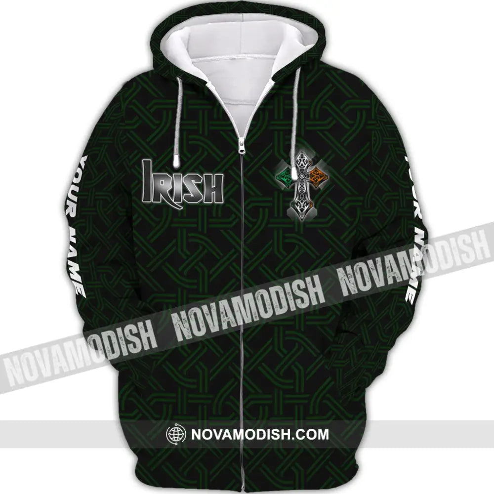 Unisex Shirt - Custom Name T-Shirt - Irish Pride Shirt Zipper Hoodie / S T-shirt