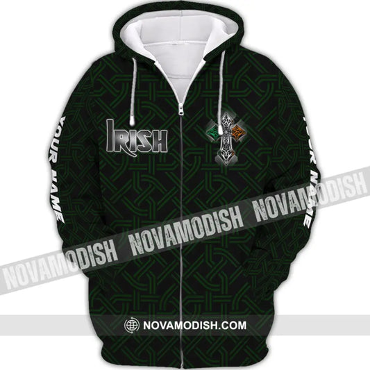 Unisex Shirt - Custom Name T-Shirt - Irish Pride Shirt Zipper Hoodie / S T-shirt