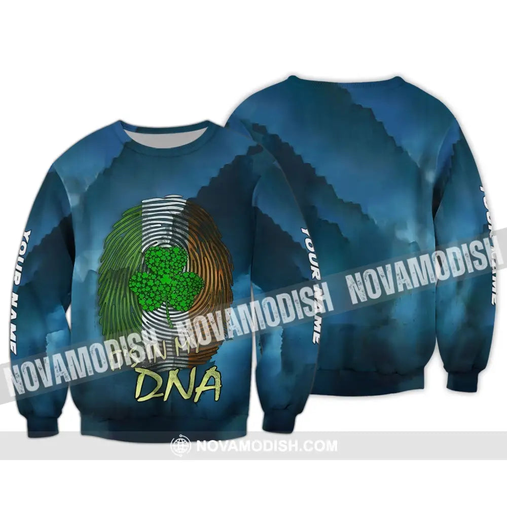 Unisex Shirt - Custom Name T-Shirt - It’s In My DNA - Clover Shirt For Saint Patrick’s Day Long Sleeve / S T-shirt