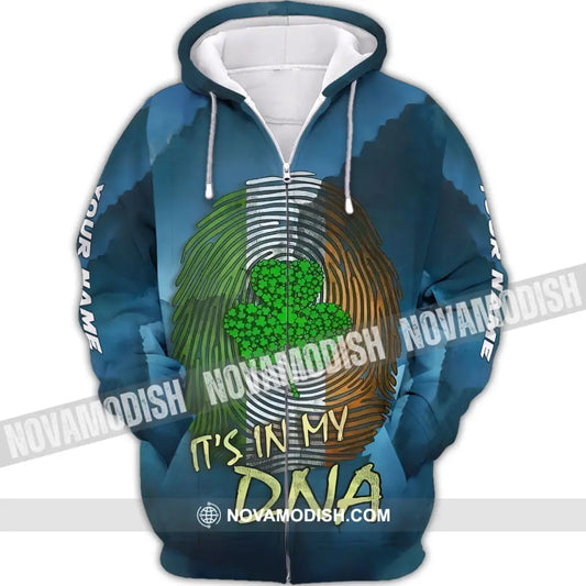 Unisex Shirt - Custom Name T-Shirt - It’s In My DNA - Clover Shirt For Saint Patrick’s Day Zipper Hoodie / S T-shirt