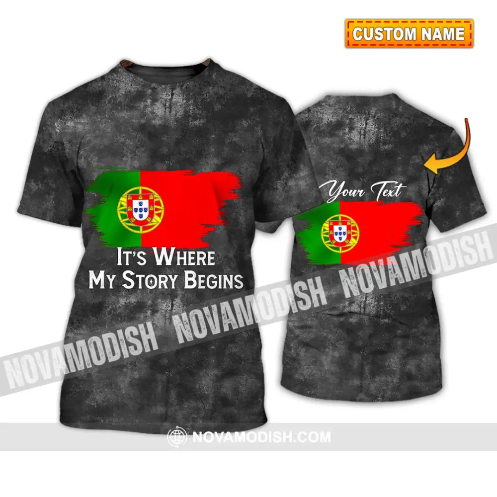 Unisex Shirt - Custom Name T-Shirt Its Where My Story Begin Wash Style Clothing T-shirt