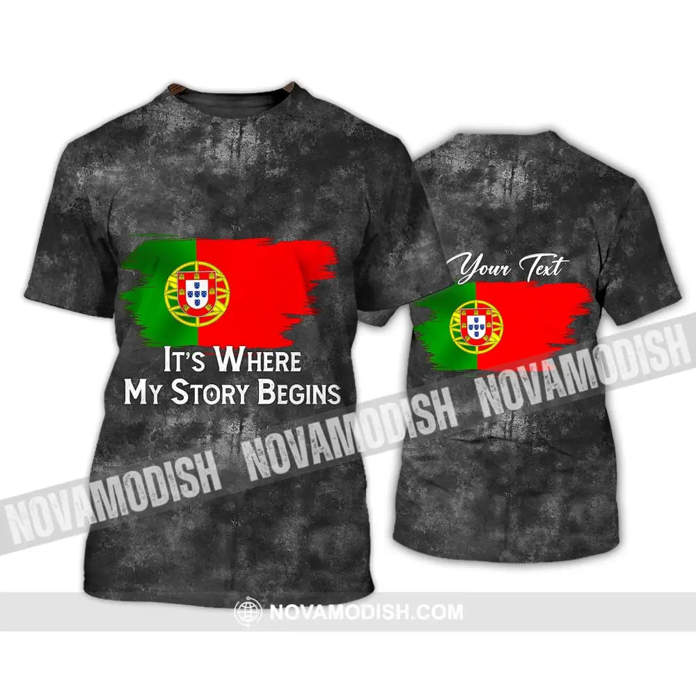 Unisex Shirt - Custom Name T-Shirt Its Where My Story Begin Wash Style Clothing T-Shirt / S T-shirt