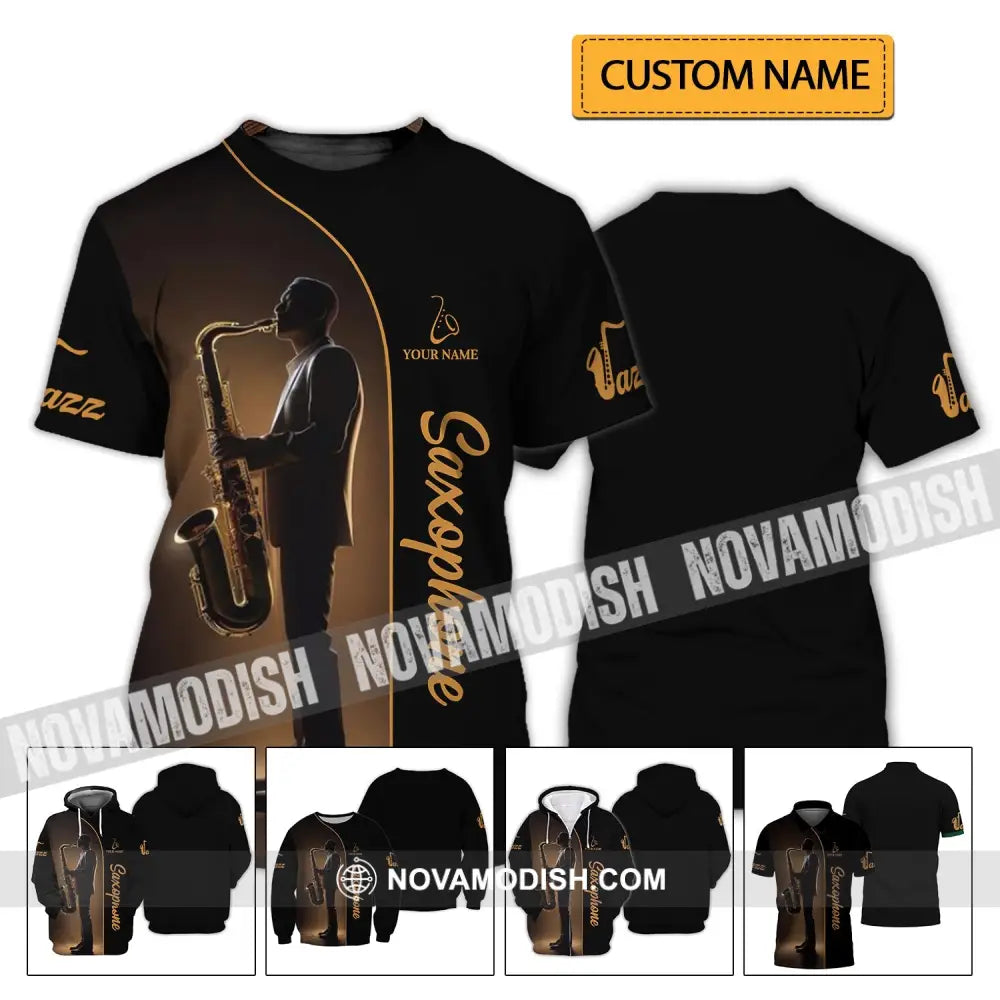 Unisex Shirt - Custom Name T-Shirt Jazz Saxophone Player Shirt T-shirt