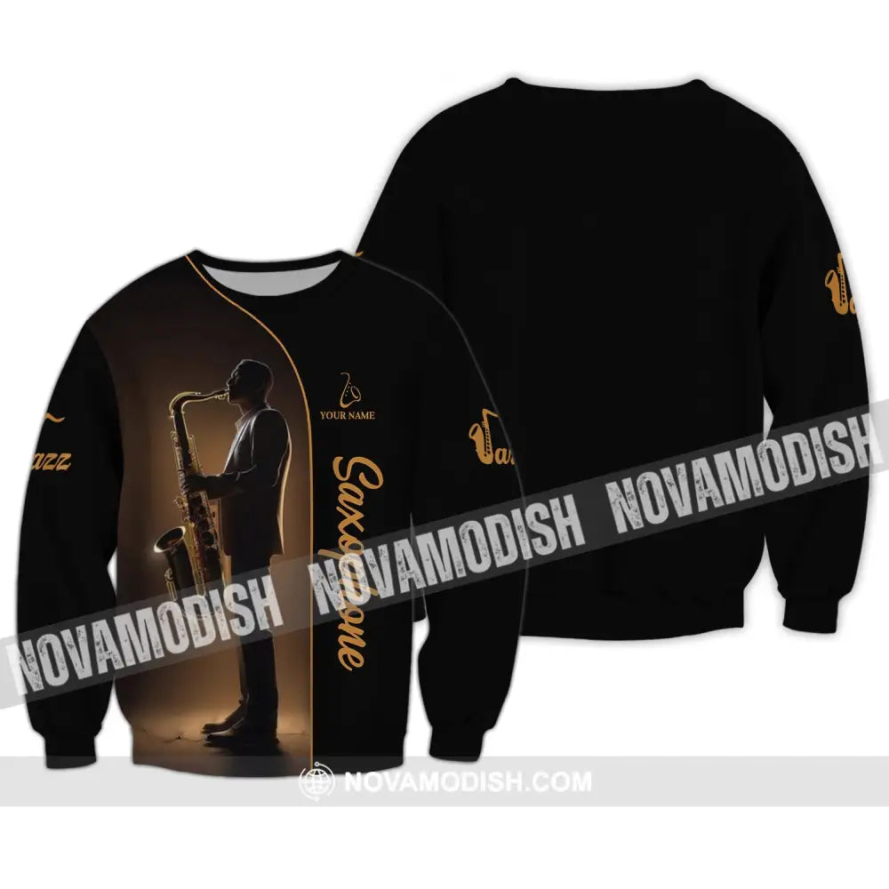 Unisex Shirt - Custom Name T-Shirt Jazz Saxophone Player Shirt Long Sleeve / S T-shirt