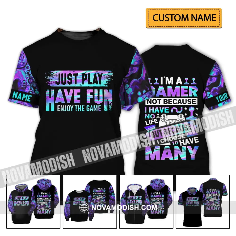 Unisex Shirt - Custom Name T-Shirt Just Play Have Fun Enjoy The Game T-shirt
