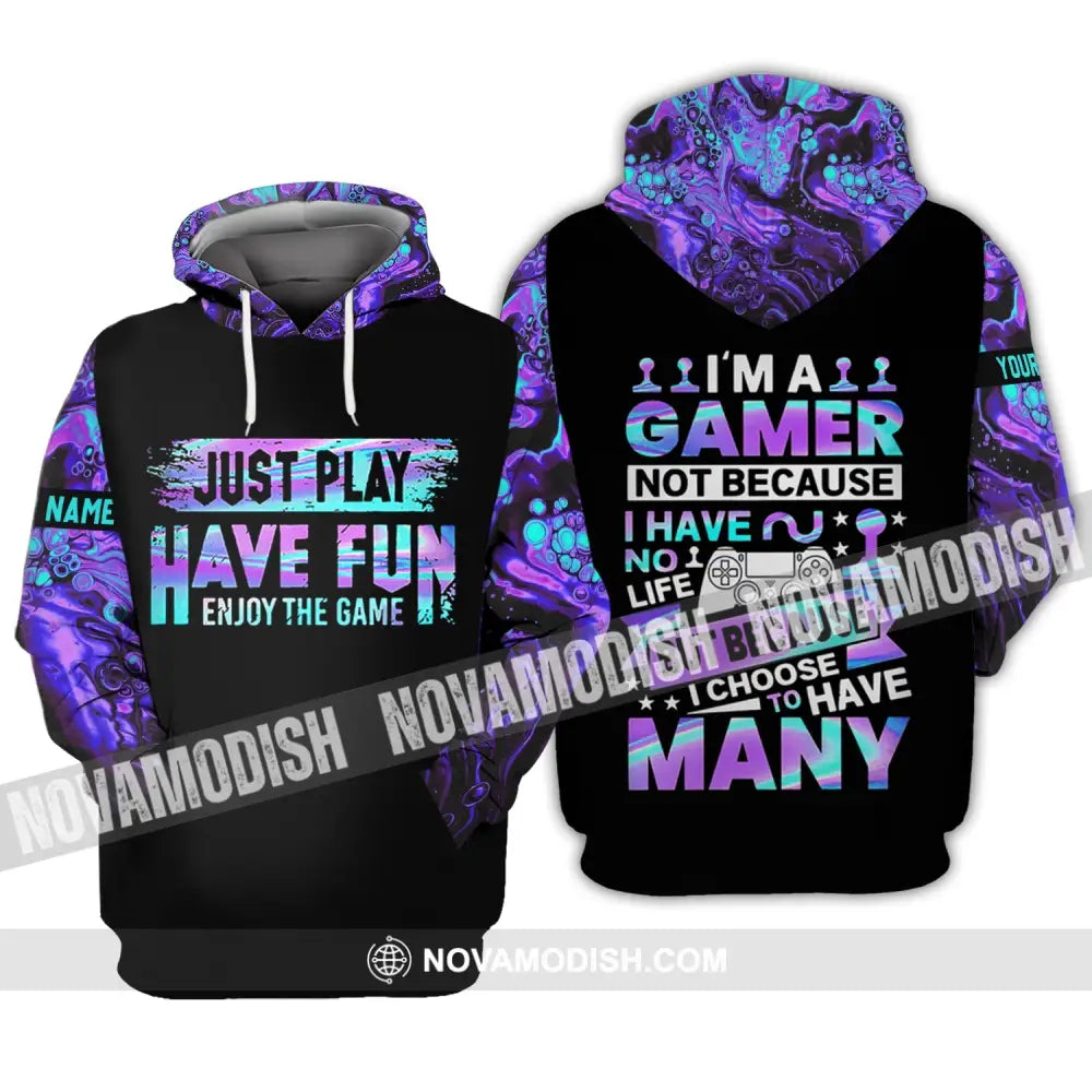 Unisex Shirt - Custom Name T-Shirt Just Play Have Fun Enjoy The Game Hoodie / S T-shirt