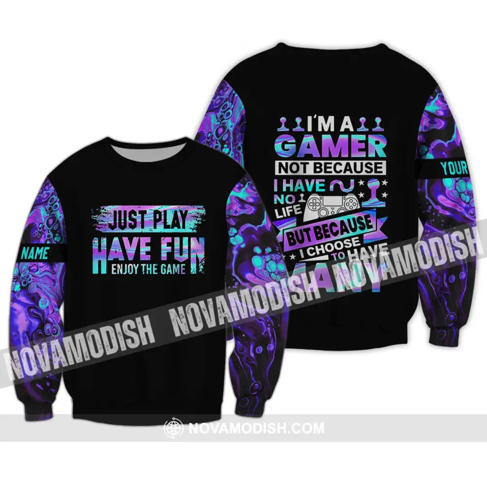 Unisex Shirt - Custom Name T-Shirt Just Play Have Fun Enjoy The Game Long Sleeve / S T-shirt