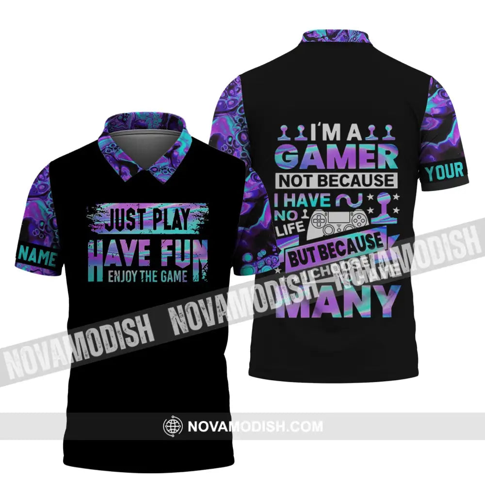 Unisex Shirt - Custom Name T-Shirt Just Play Have Fun Enjoy The Game Polo Shirt / S T-shirt