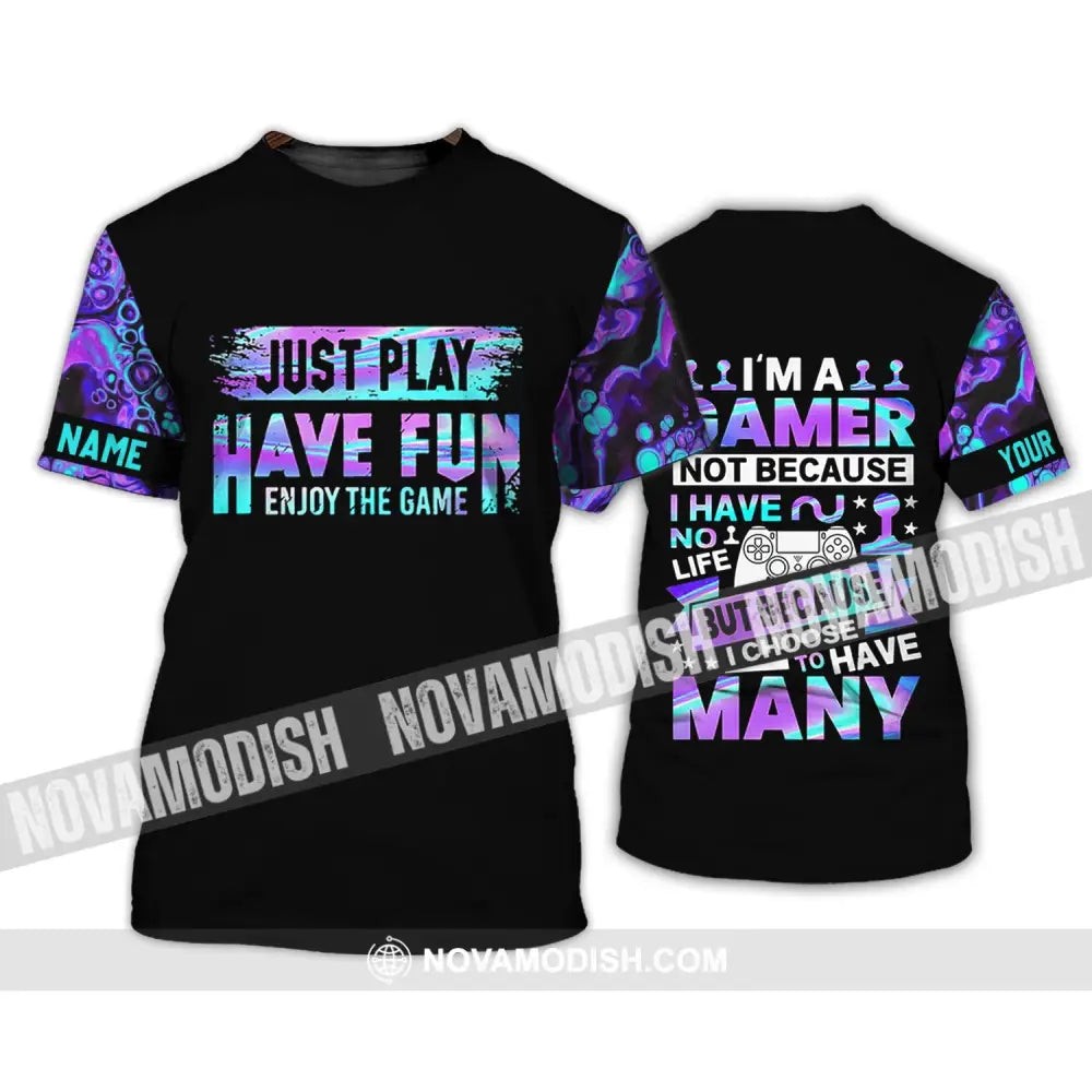 Unisex Shirt - Custom Name T-Shirt Just Play Have Fun Enjoy The Game T-Shirt / S T-shirt